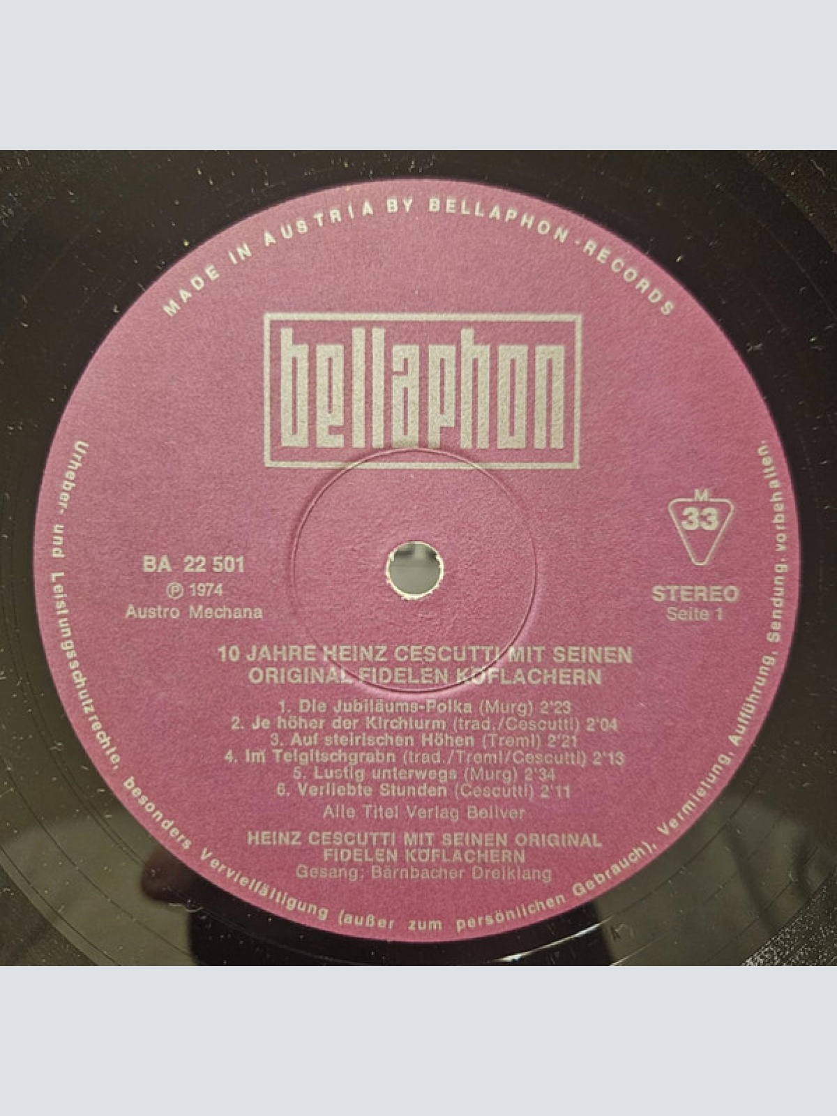 Vinyl / Heinz Cescutti Mit Seinen Original Fidelen Köflachern* - 10 Jahre