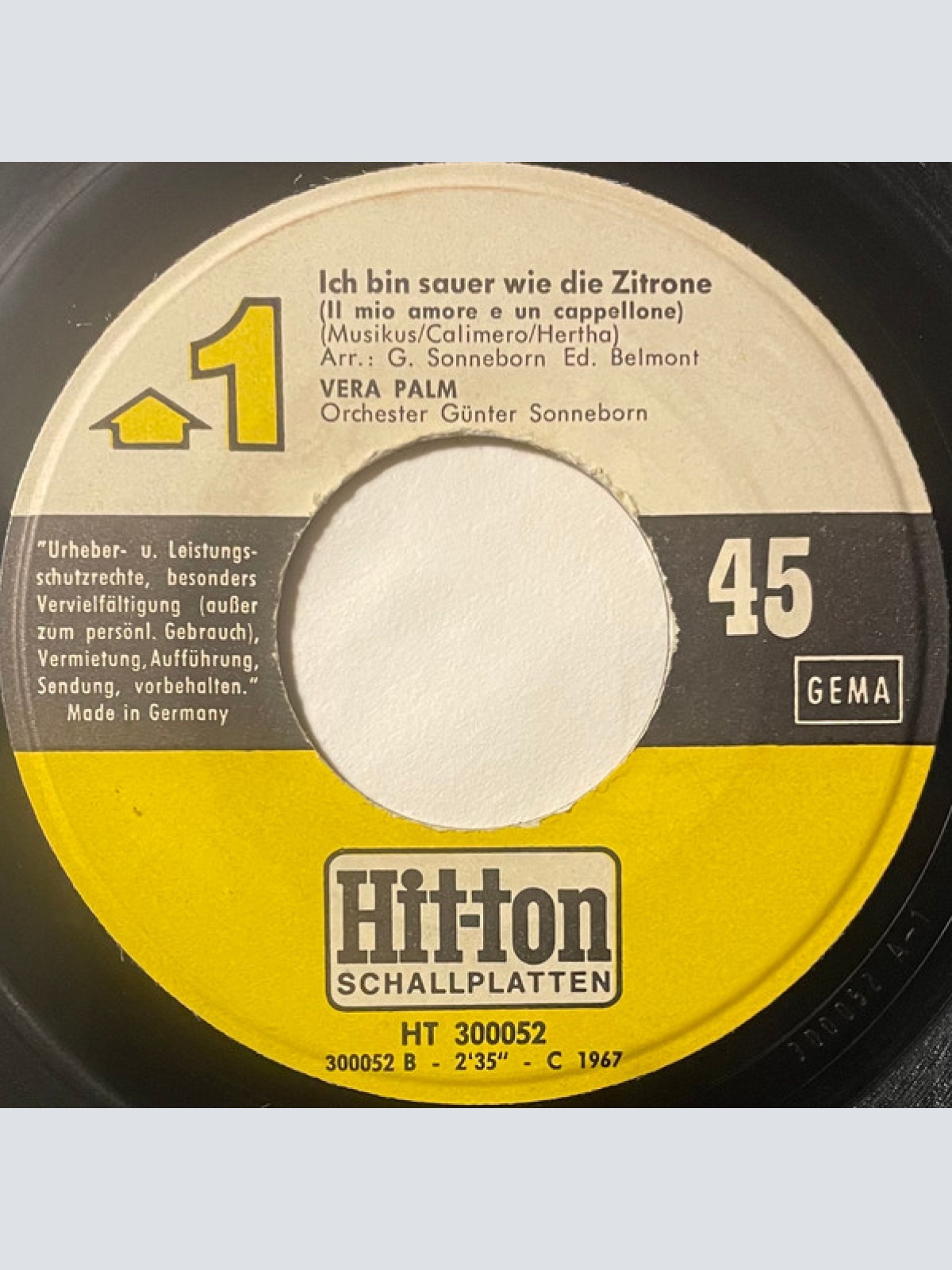 Vinyl / Vera Palm - Capito / Ich Bin Sauer Wie Die Zitrone