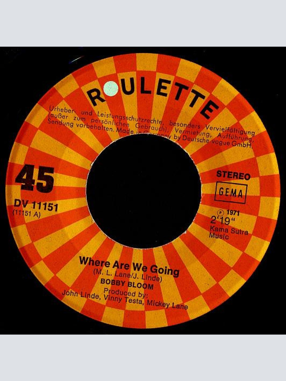 Vinyl / Bobby Bloom - Where Are We Going / Of Yesterday