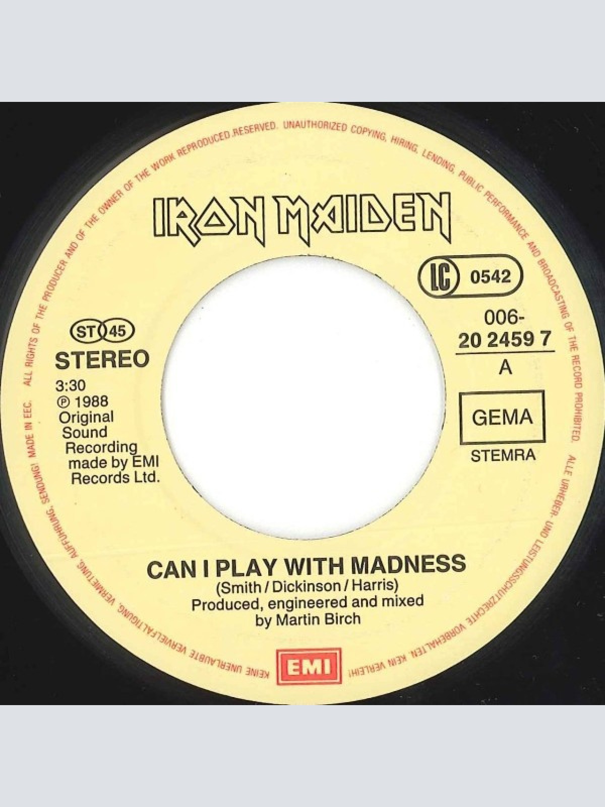 Vinyl / Iron Maiden - Can I Play With Madness