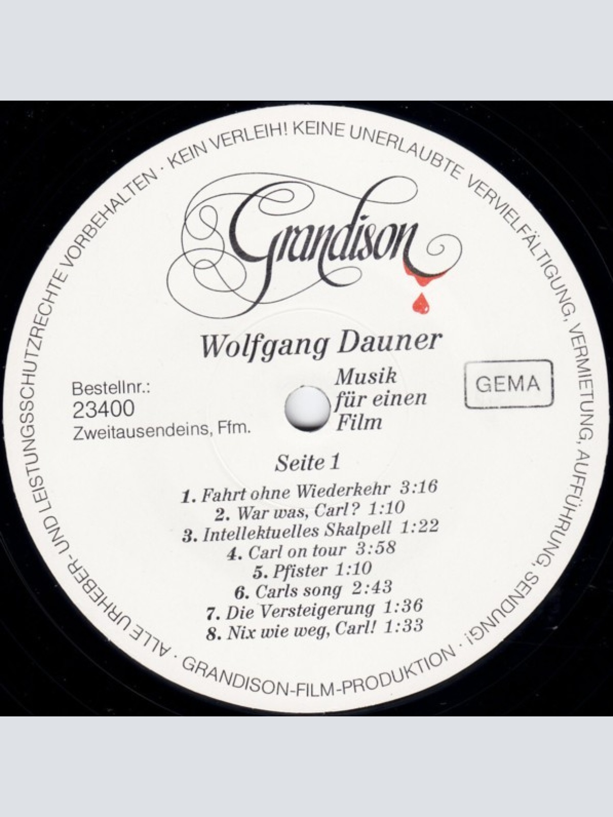 Vinyl / Wolfgang Dauner - Grandison - Musik Für Einen Film