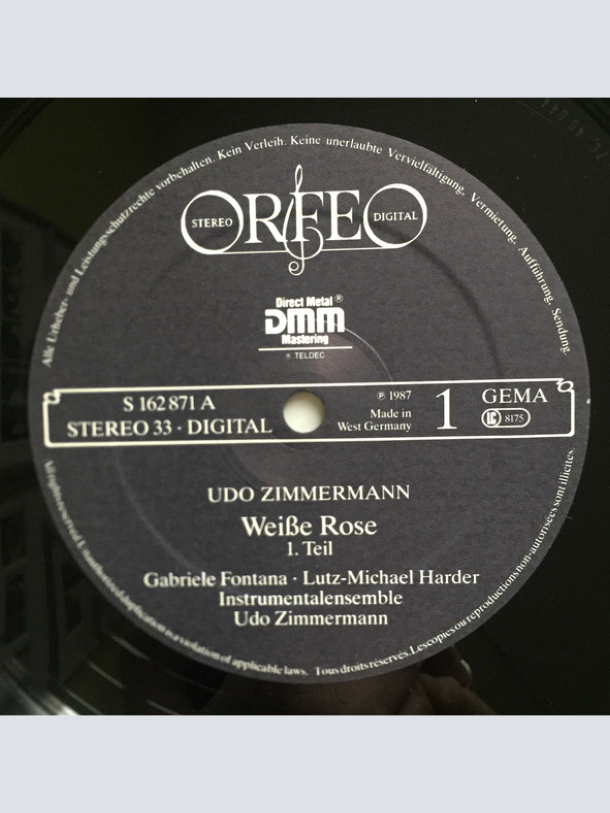 Vinyl / Udo Zimmermann - Gabriele Fontana, Lutz-Michael Harder, Instrumentalensemble - Die Weisse Rose