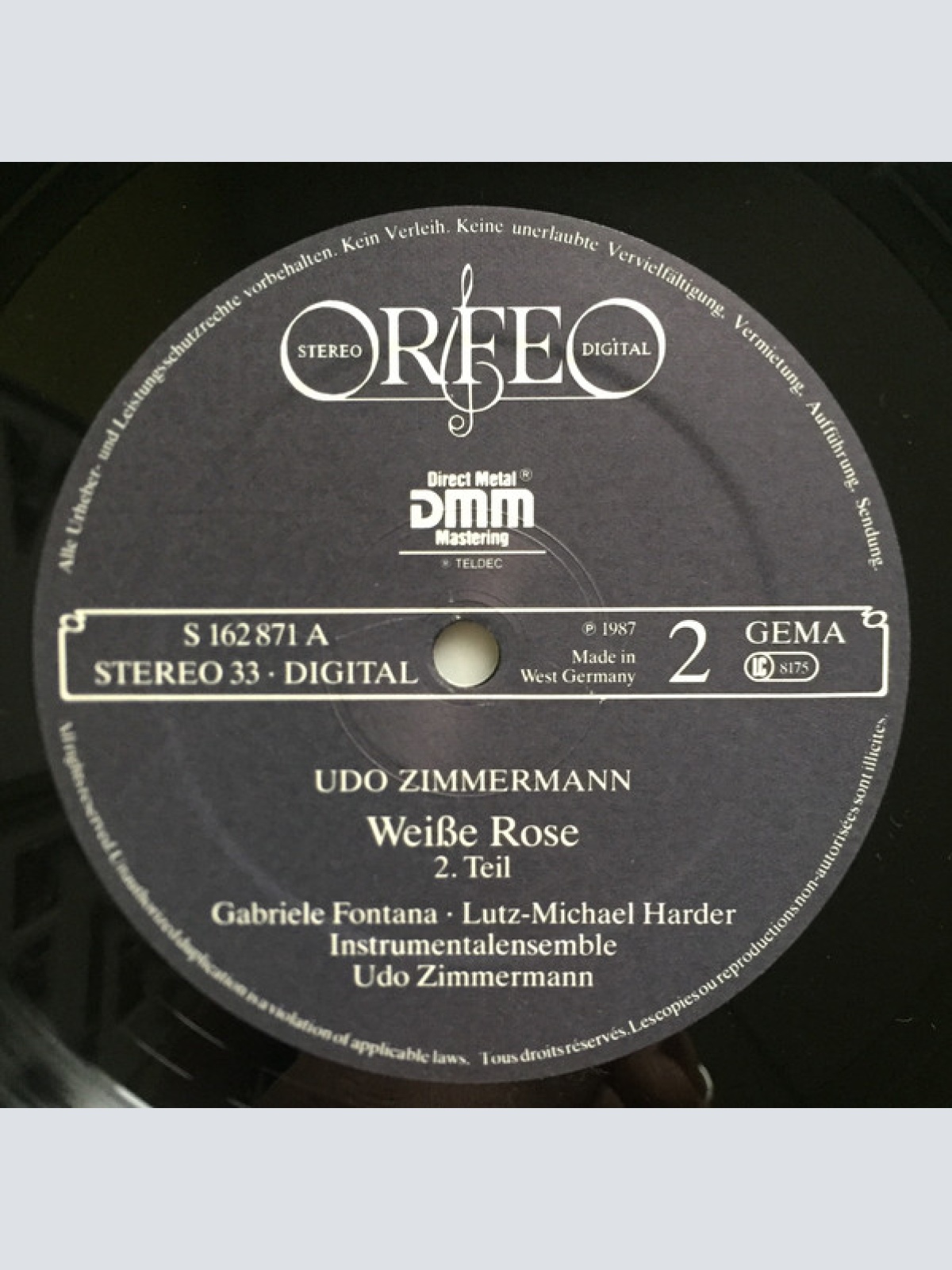 Vinyl / Udo Zimmermann - Gabriele Fontana, Lutz-Michael Harder, Instrumentalensemble - Die Weisse Rose