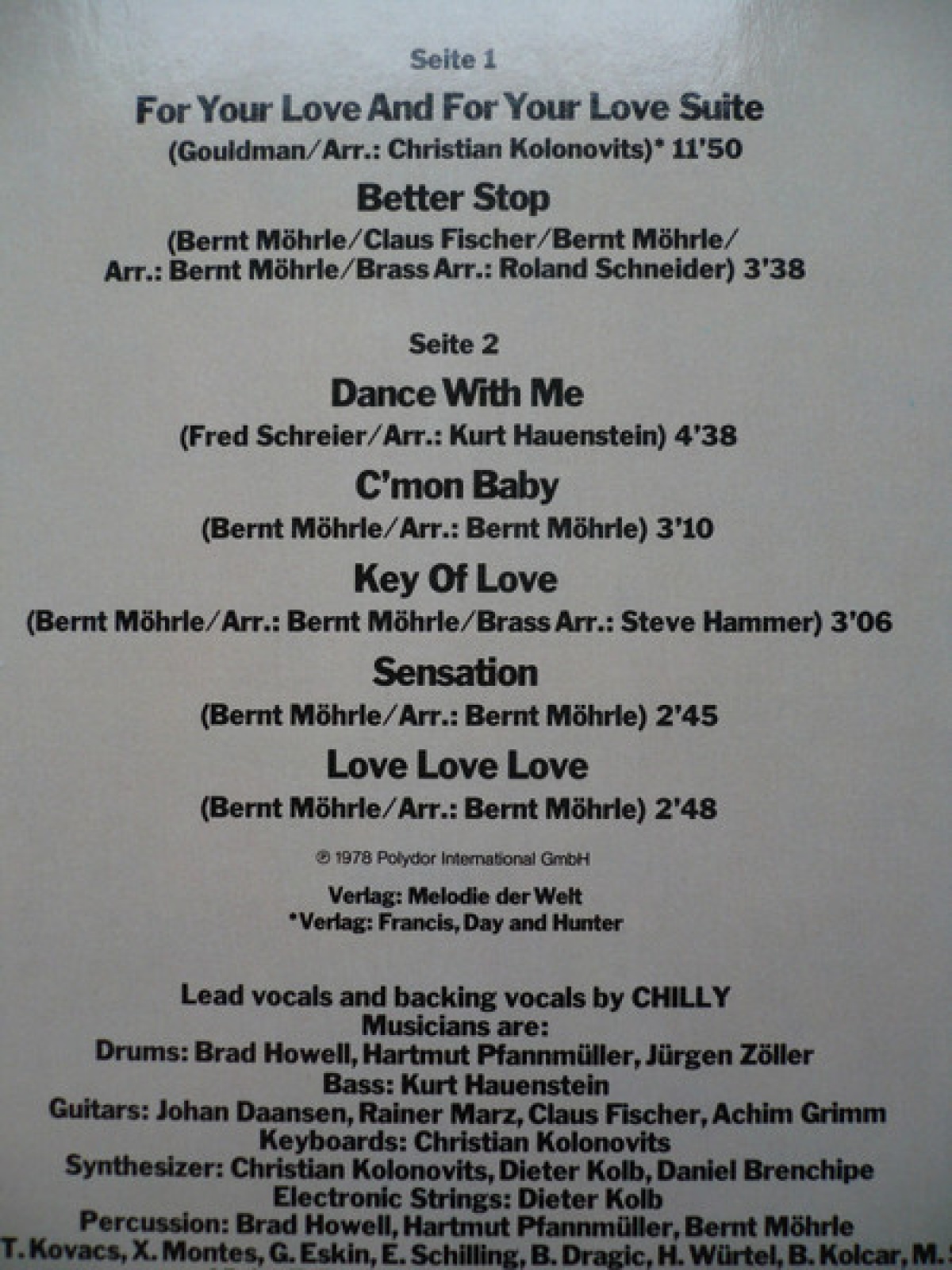 Vinyl / Chilly - For Your Love