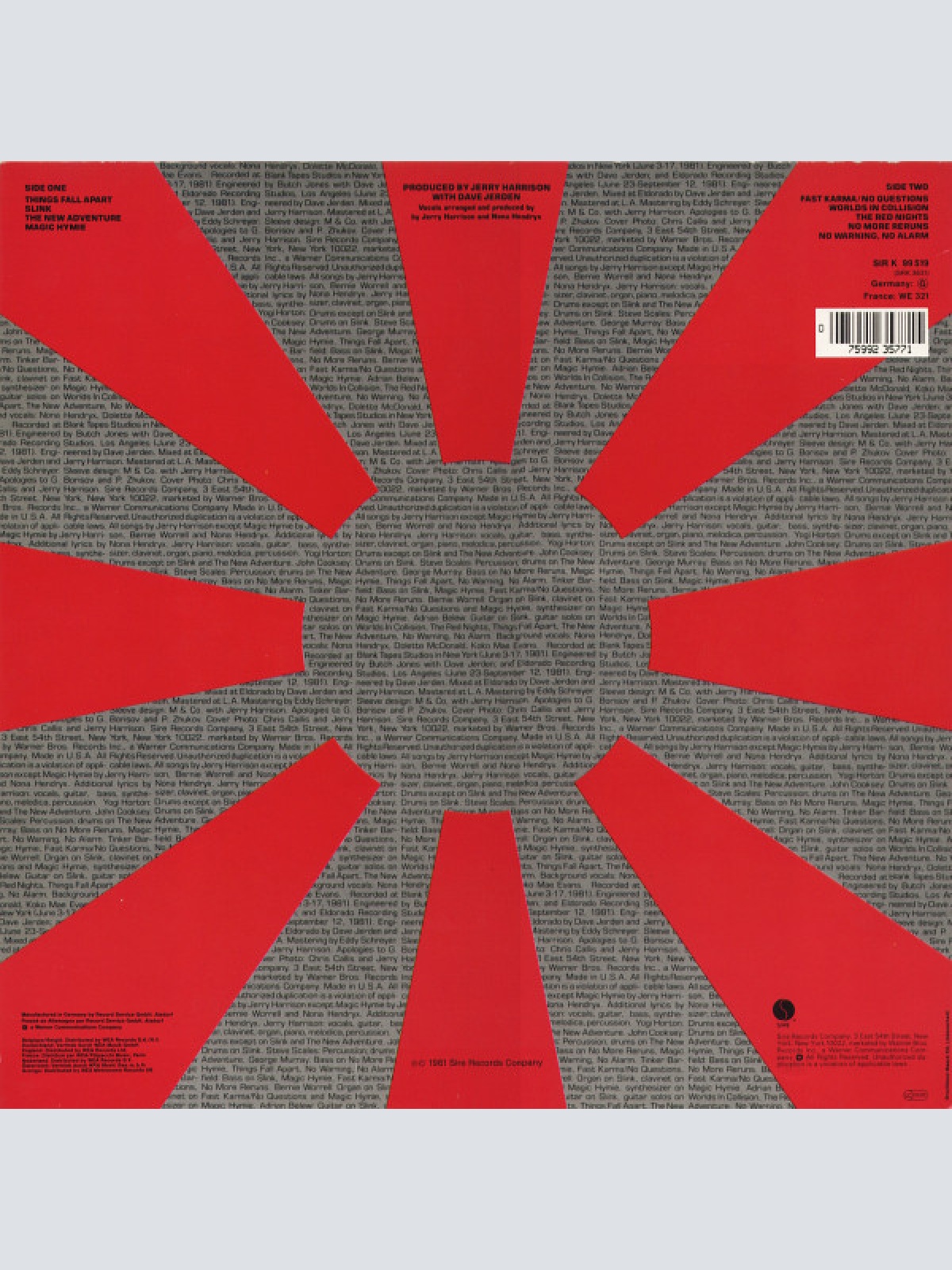 Vinyl / Jerry Harrison - The Red And The Black