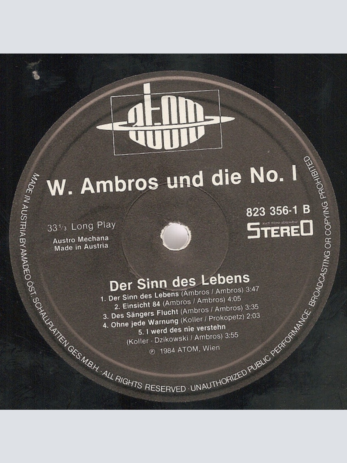 Vinyl / W. Ambros*, № 1* - Der Sinn Des Lebens