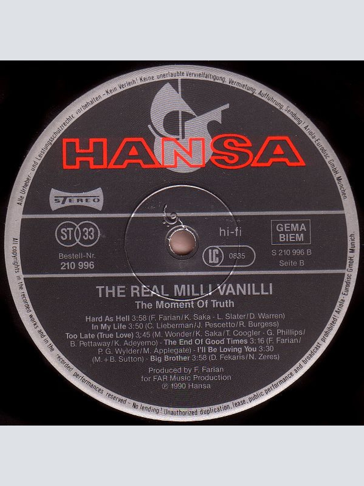 Vinyl / The Real Milli Vanilli - The Moment Of Truth (The 2nd Album)