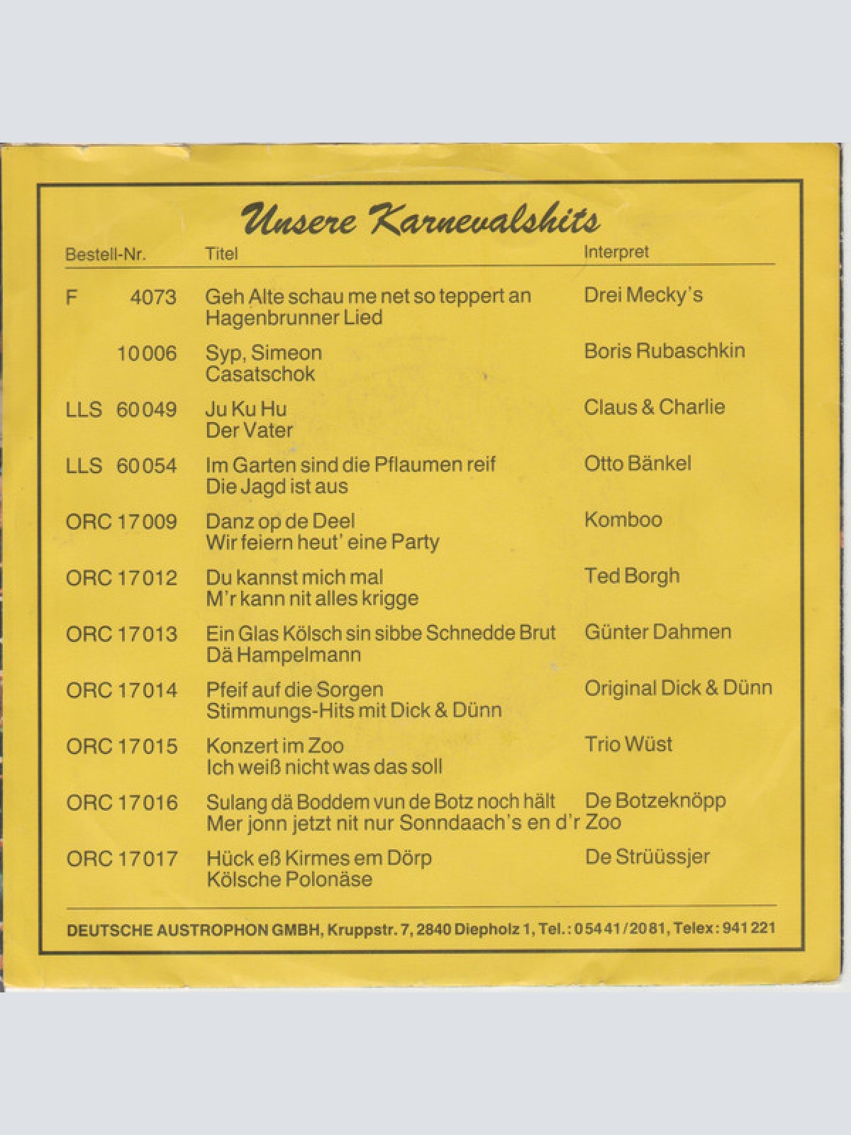 Vinyl / Komboo - Wir Feiern Heut Eine Party / Danz Op De Deel