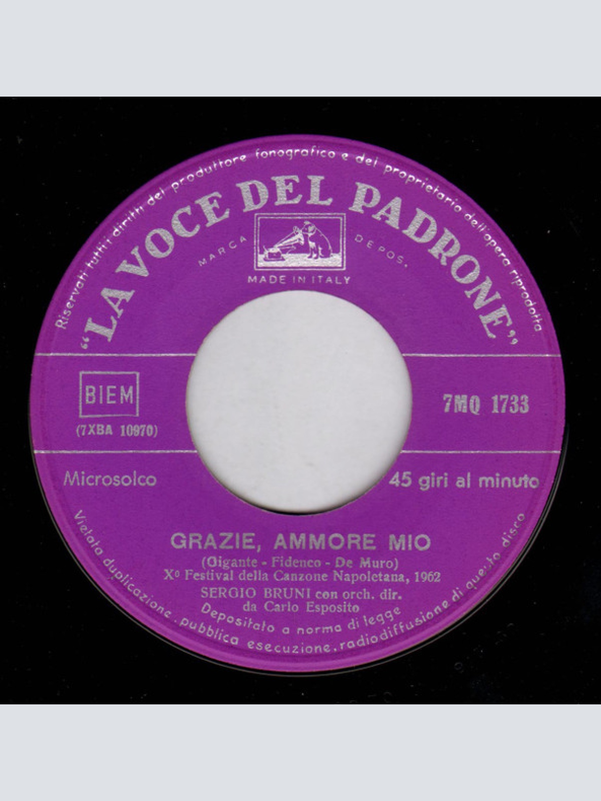 Vinyl / Sergio Bruni - Grazie, Ammore Mio