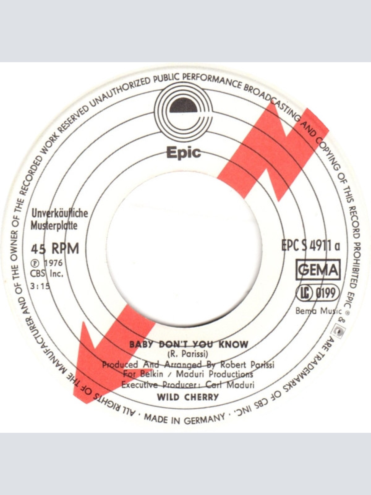 Vinyl / Wild Cherry - Baby Don't You Know