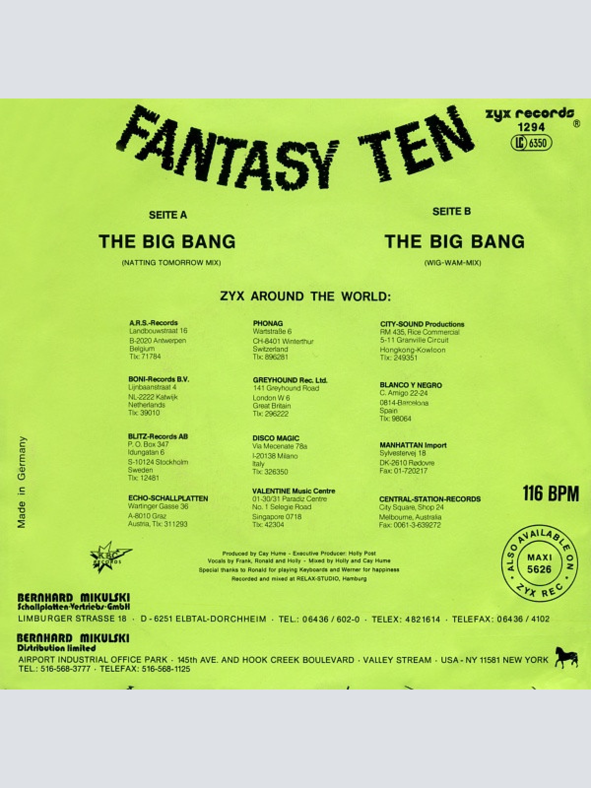 Vinyl / Fantasy Ten - The Big Bang