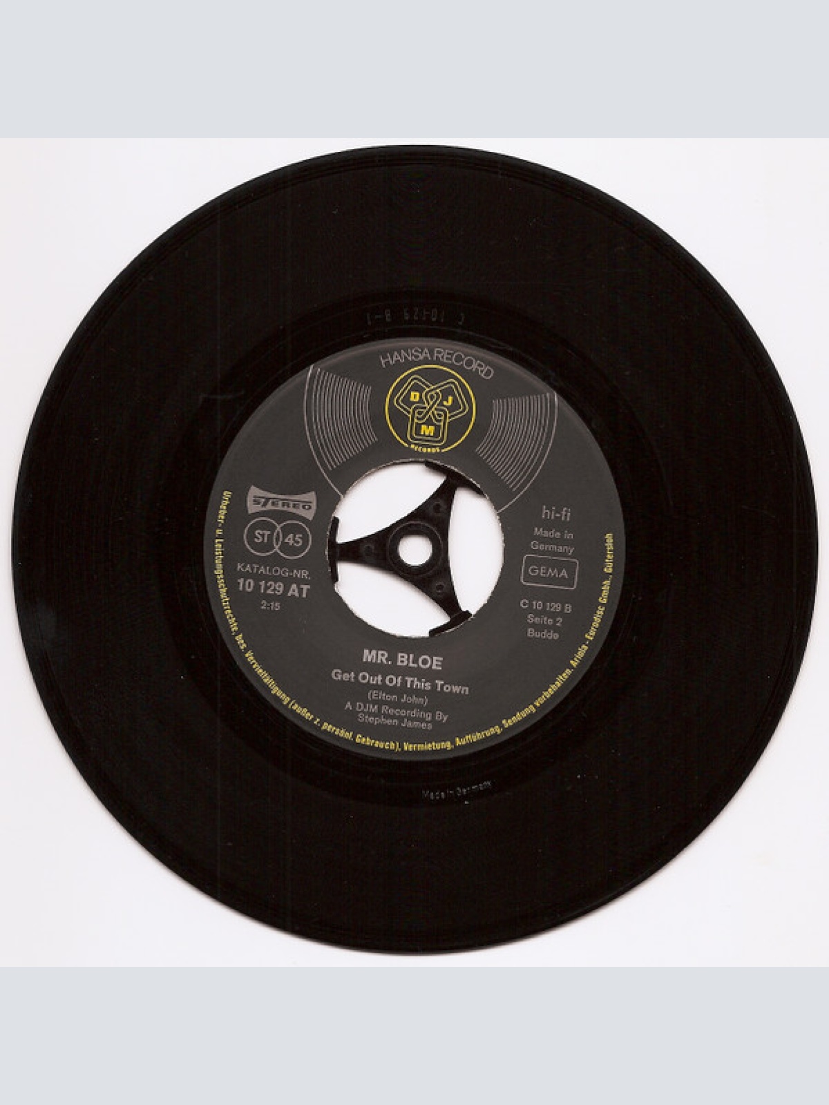 Vinyl / Mr. Bloe - 71-75 New Oxford Street / Get Out Of This Town