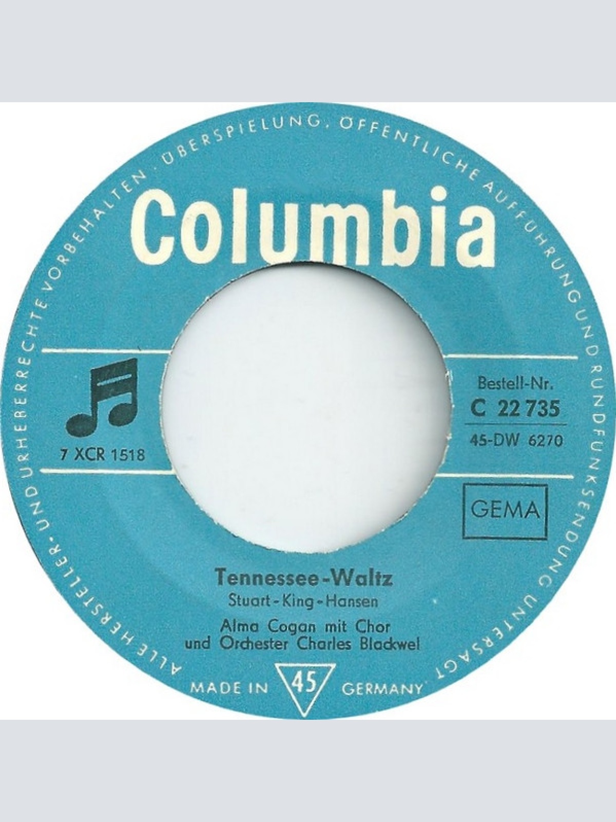 Vinyl / Alma Cogan - Tennessee-Waltz