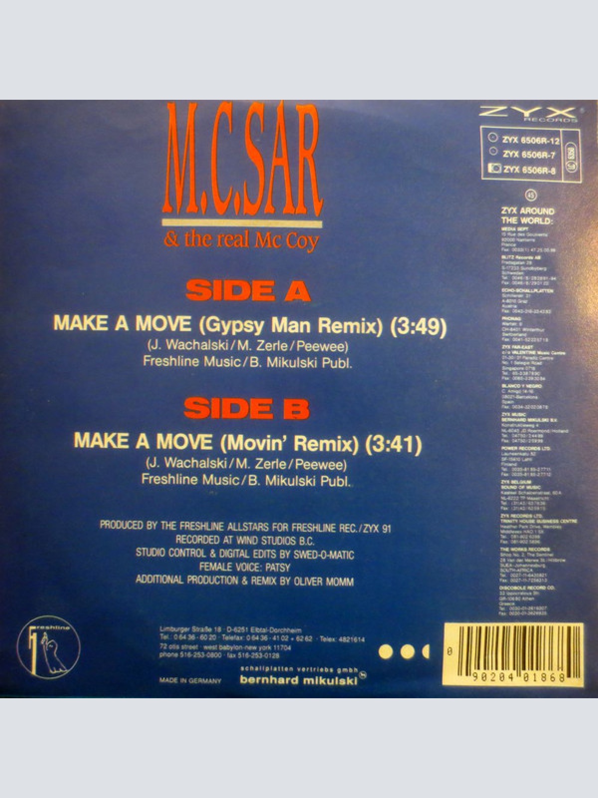 Vinyl / M.C. Sar & The Real McCoy* - ... Make A Move! (Gypsy Man Remix)