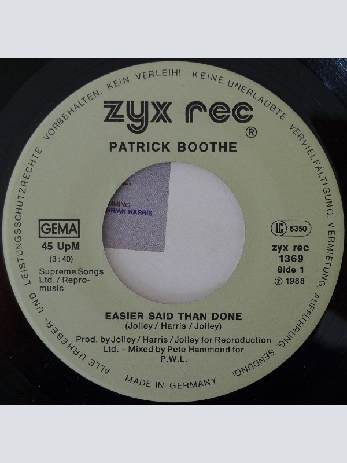 Vinyl / Patrick Boothe - Easier Said Than Done