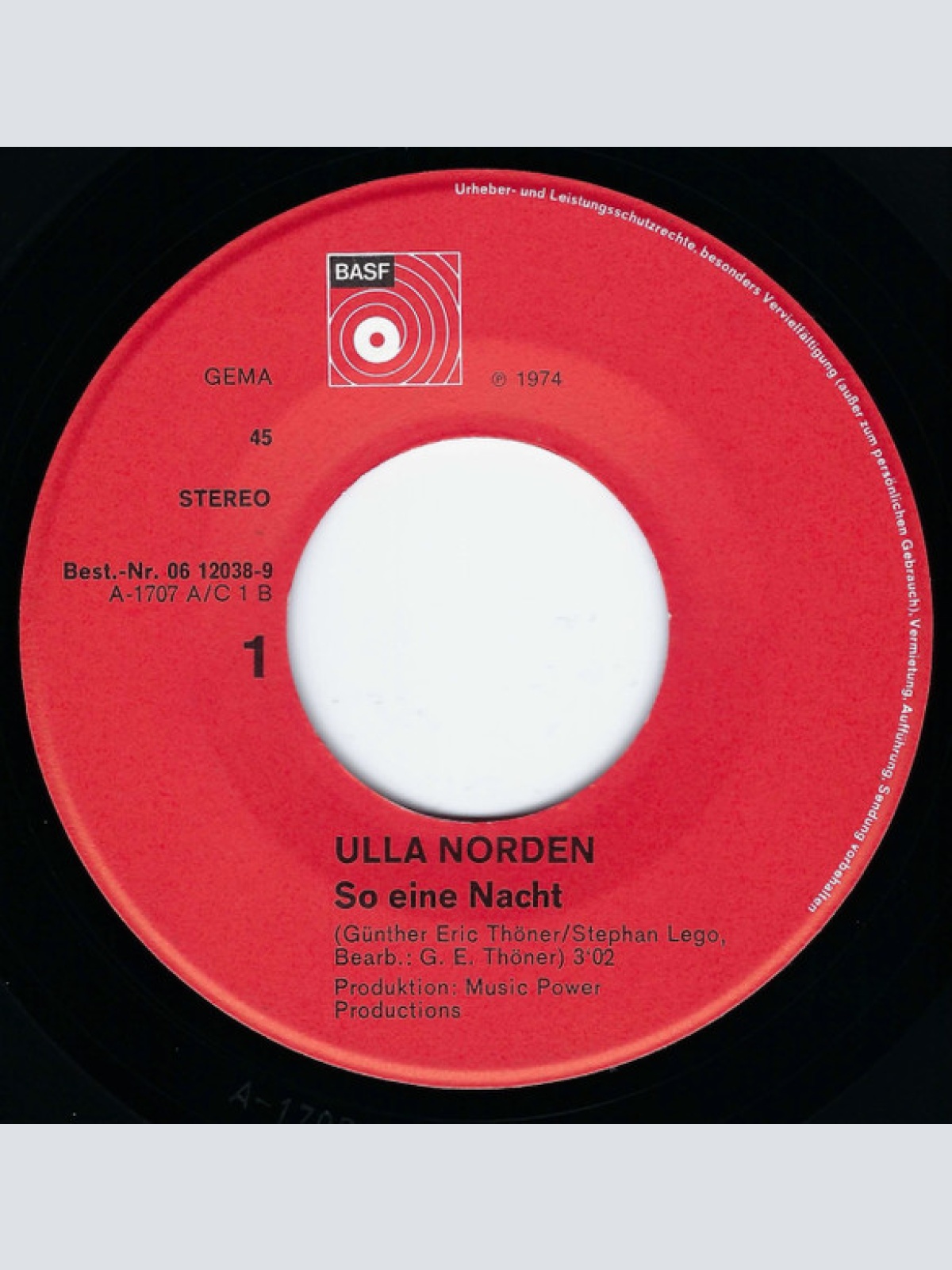 Vinyl / Ulla Norden - So Eine Nacht