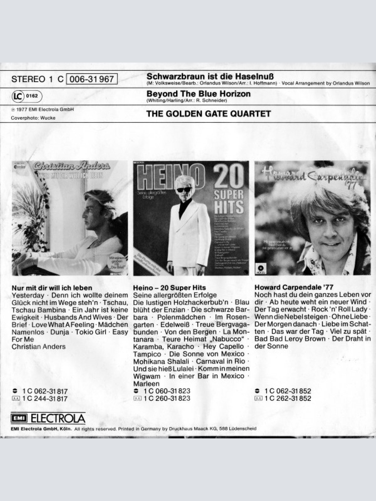 Vinyl / The Golden Gate Quartet - Schwarzbraun Ist Die Haselnuss