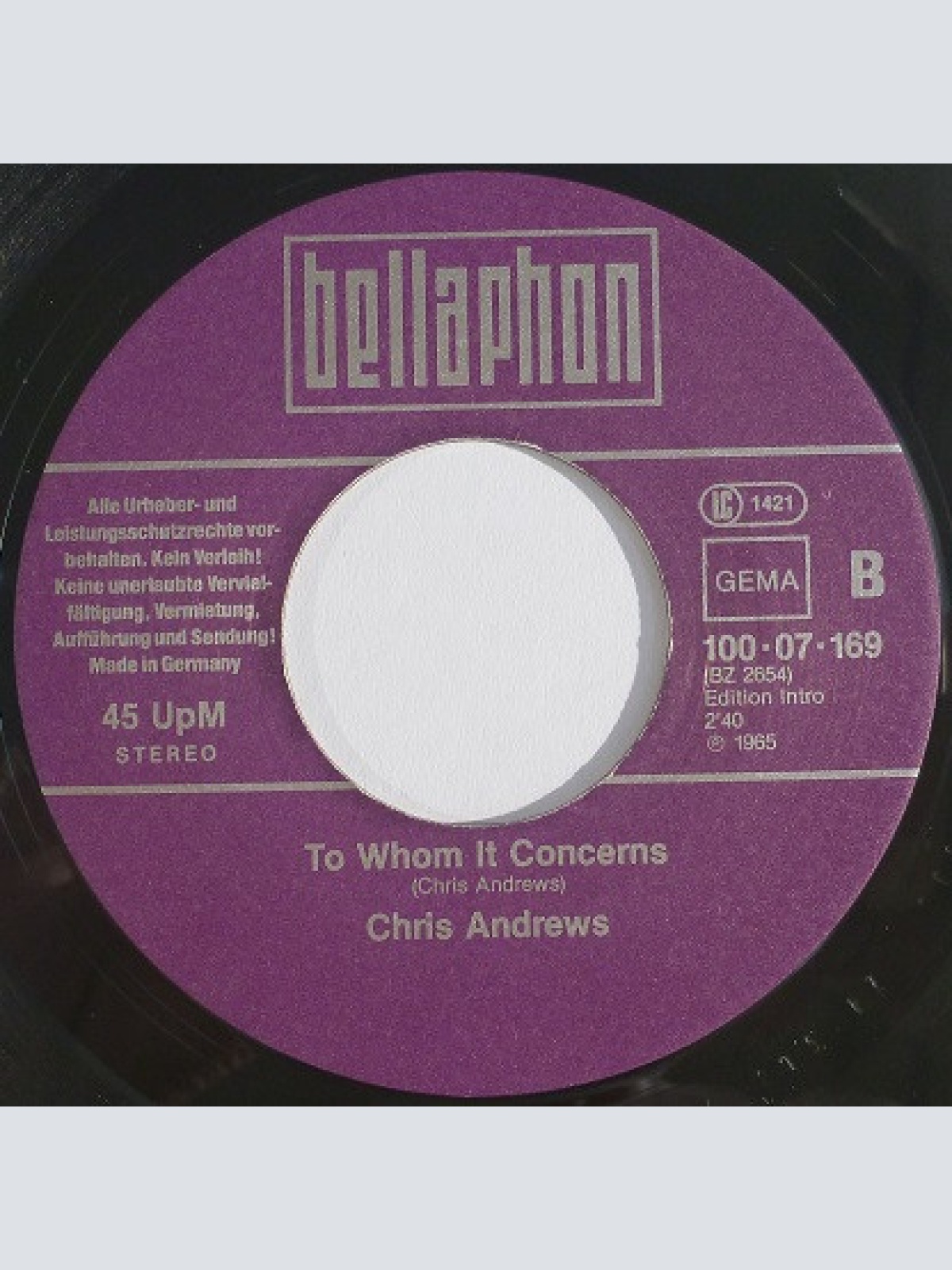 Vinyl / Chris Andrews (3) - Yesterday Man / To Whom It Concerns