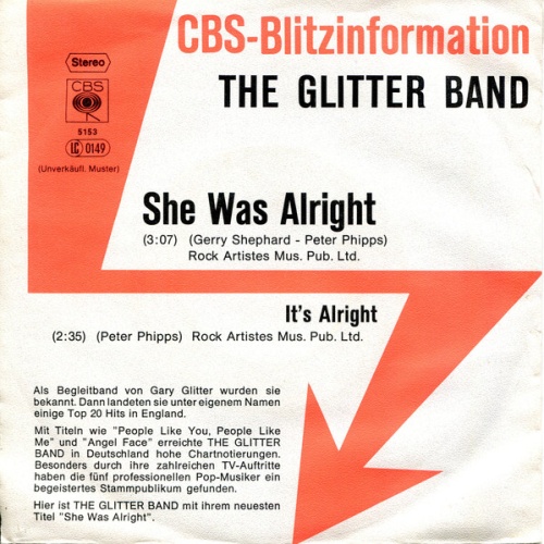 Vinyl / The Glitter Band - She Was Alright / It's Alright