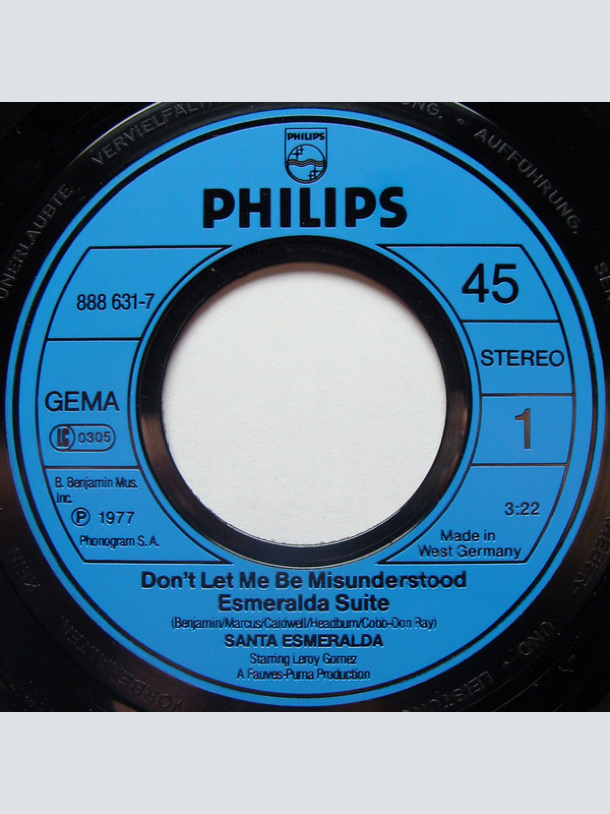 Vinyl / Santa Esmeralda Starring Leroy Gomez - Don't Let Me Be Misunderstood + Esmeralda Suite