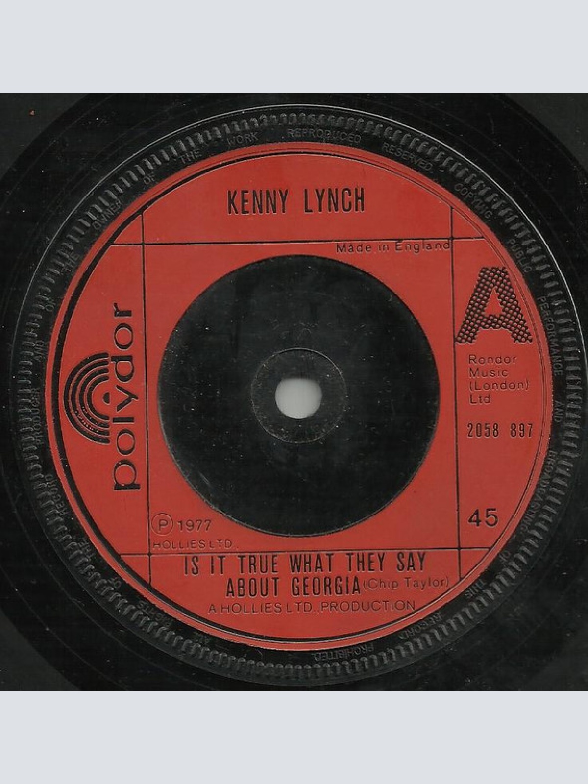 Vinyl / Kenny Lynch - Is It True What They Say About Georgia