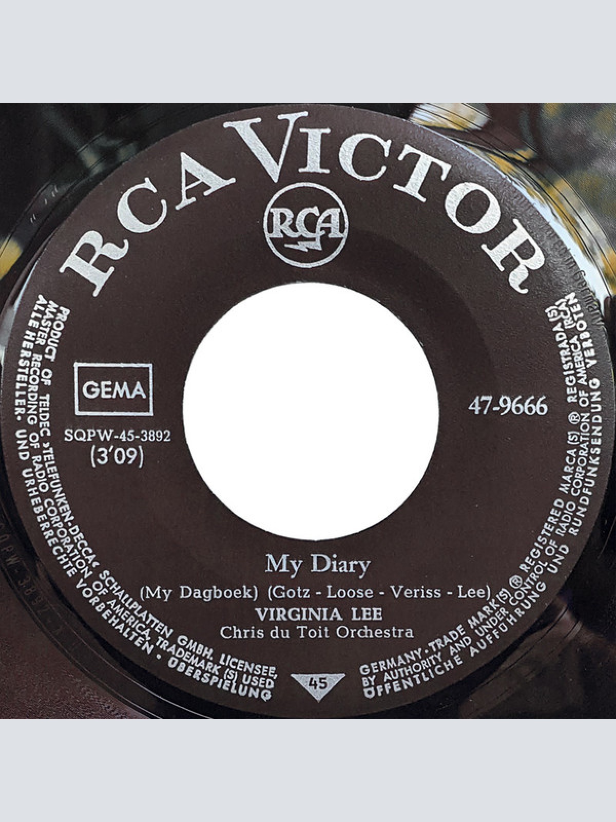 Vinyl / Virginia Lee - Murray Campbell - Goodbye My Love (Jl Silenzio) / My Diary (My Dagboek)