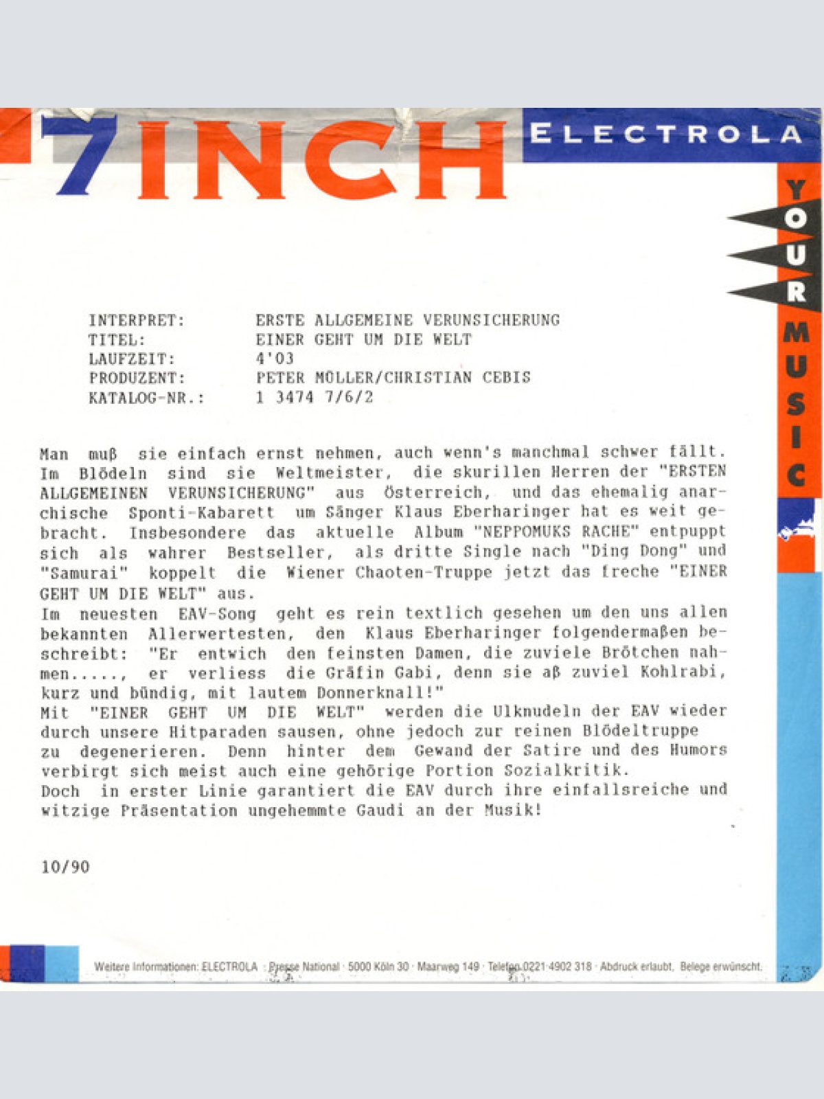 Vinyl / Verunsicherung EAV* - Einer Geht Um Die Welt...