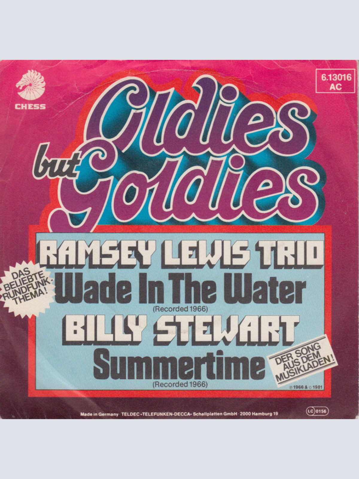 Vinyl / Ramsey Lewis Trio* / Billy Stewart - Wade In The Water / Summertime