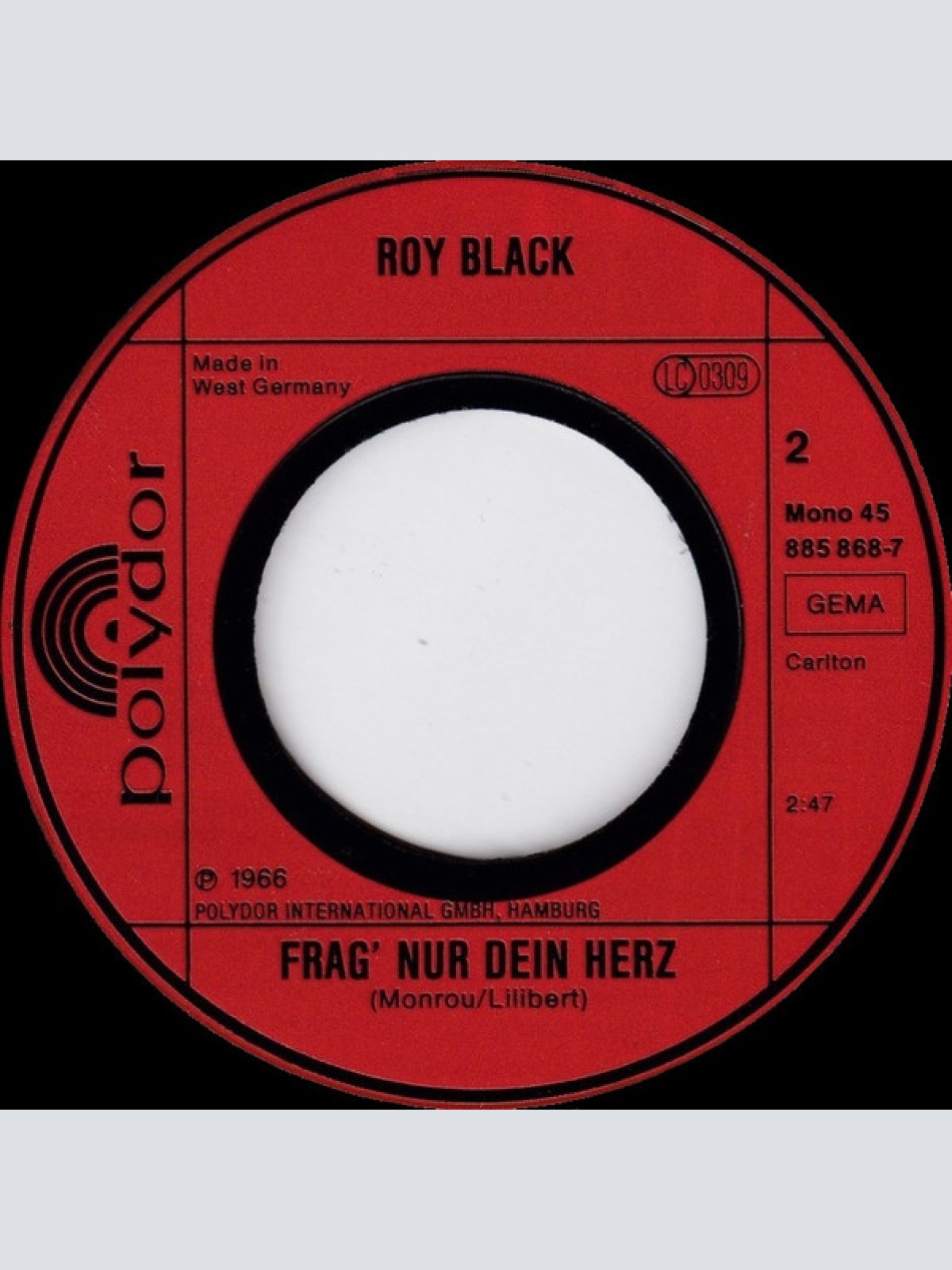 Vinyl / Roy Black - Good Night My Love / Frag Nur Dein Herz