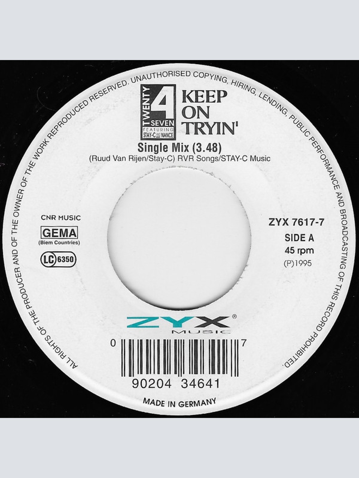 Vinyl / Twenty 4 Seven Featuring Stay-C And Nance - Keep On Tryin'