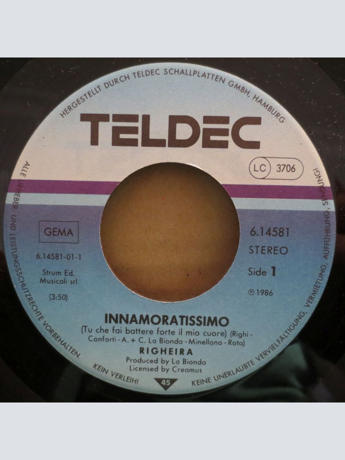Vinyl / Righeira - Innamoratissimo (Tu Che Fai Battere Forte Il Mio Cuore)