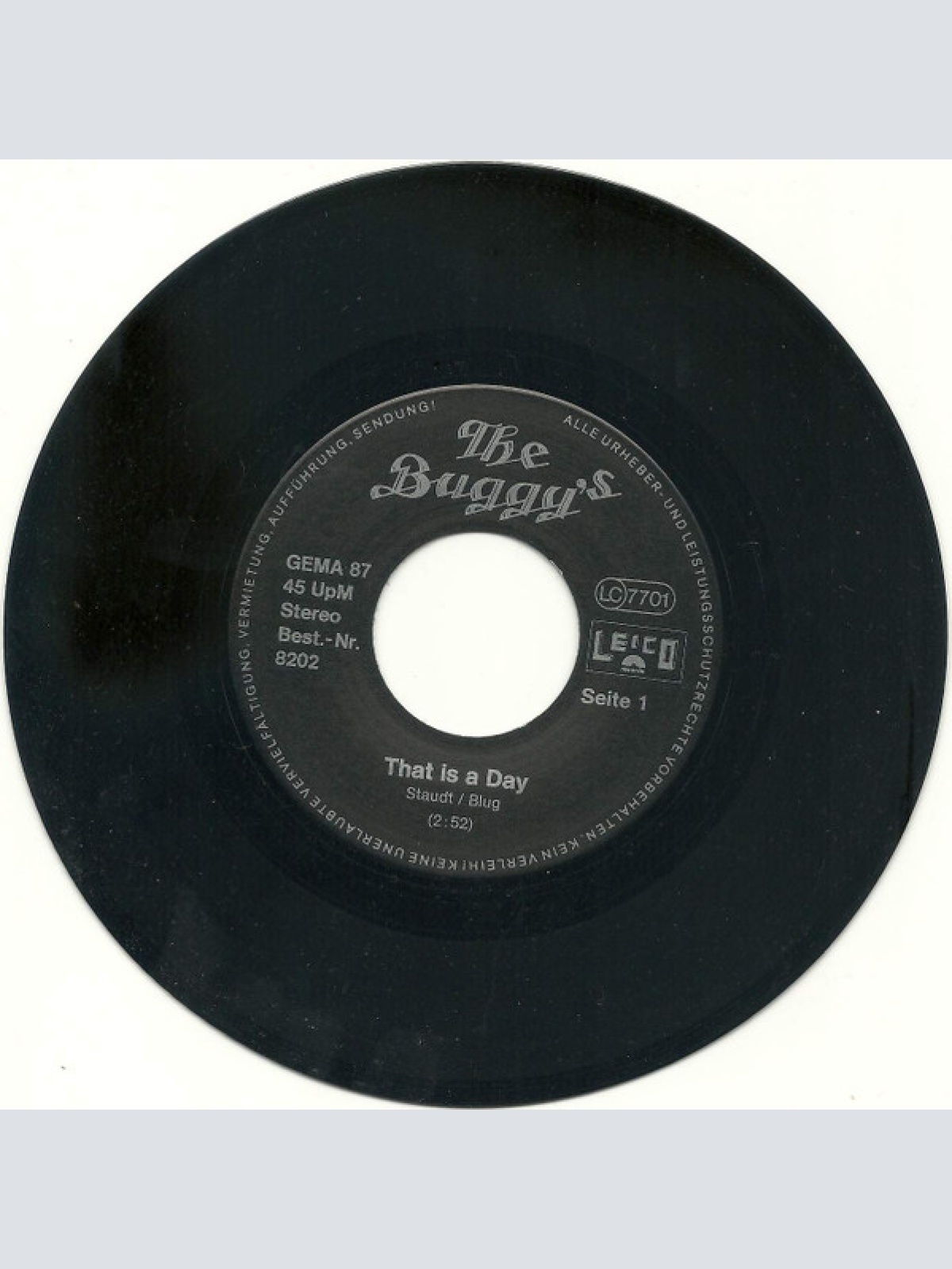 Vinyl / The Buggy's - That Is A Day/When Will Love Come To Me?