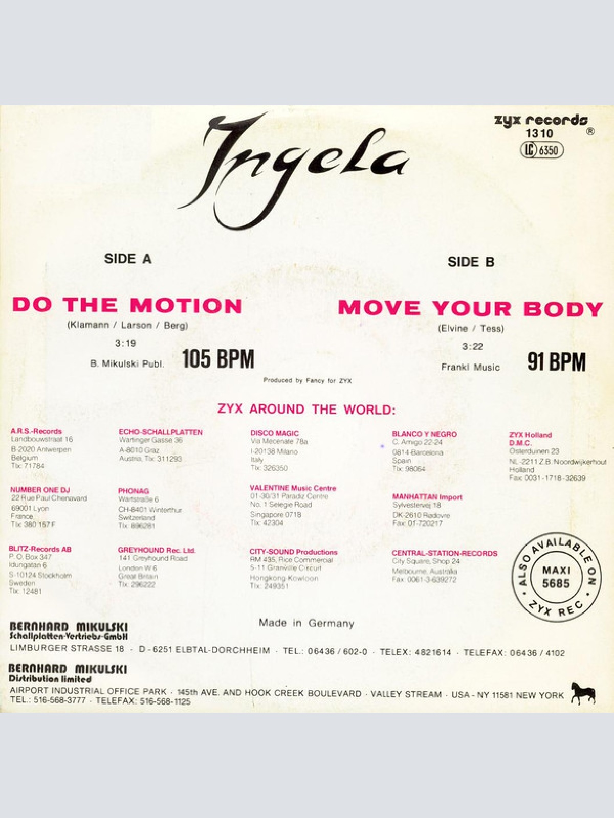 Vinyl / Ingela - Do The Motion / Move Your Body