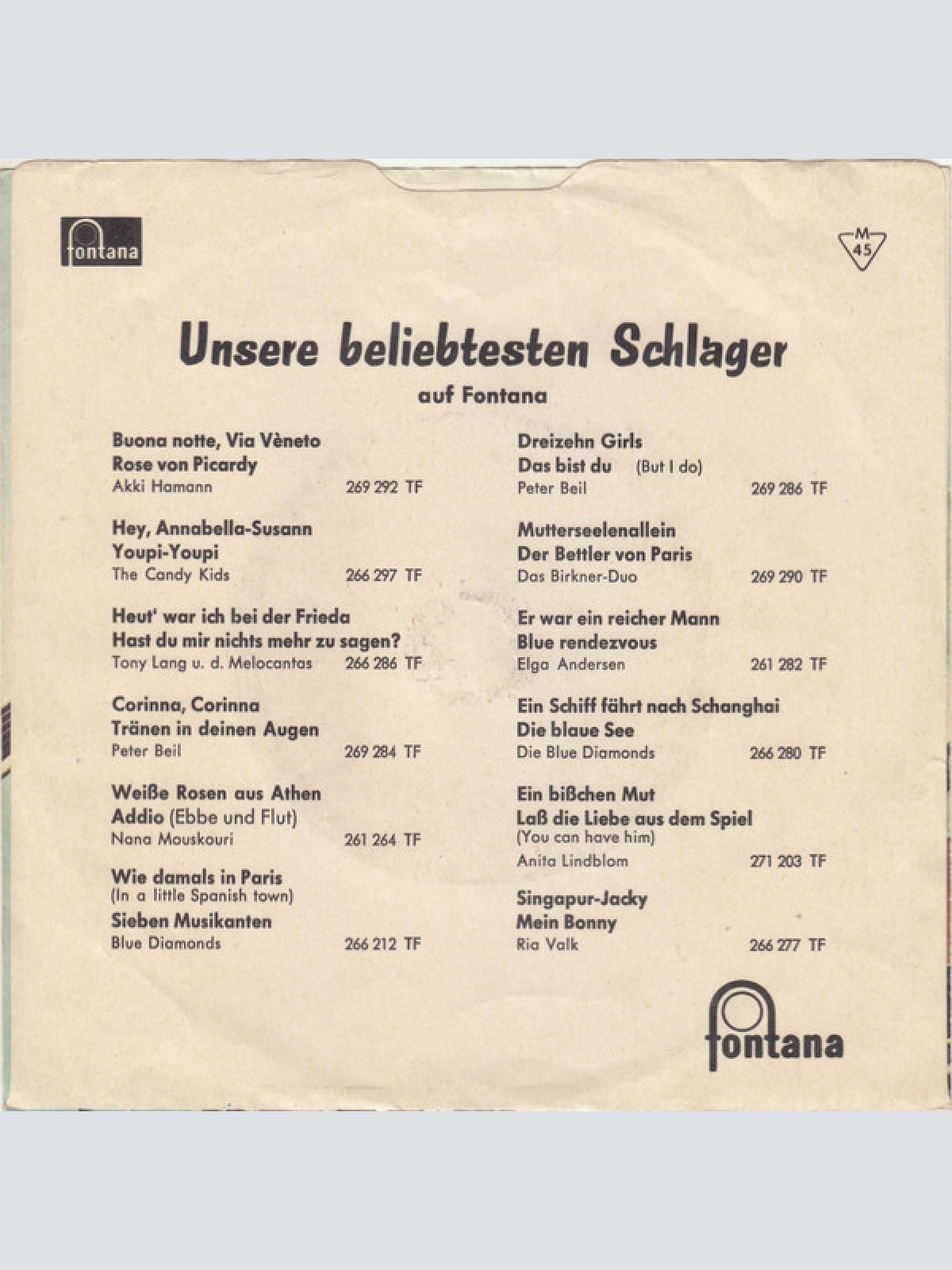 Vinyl / Die Blue Diamonds* - Lady Sunshine Und Mister Moon / Angelina, Laß Das Weinen