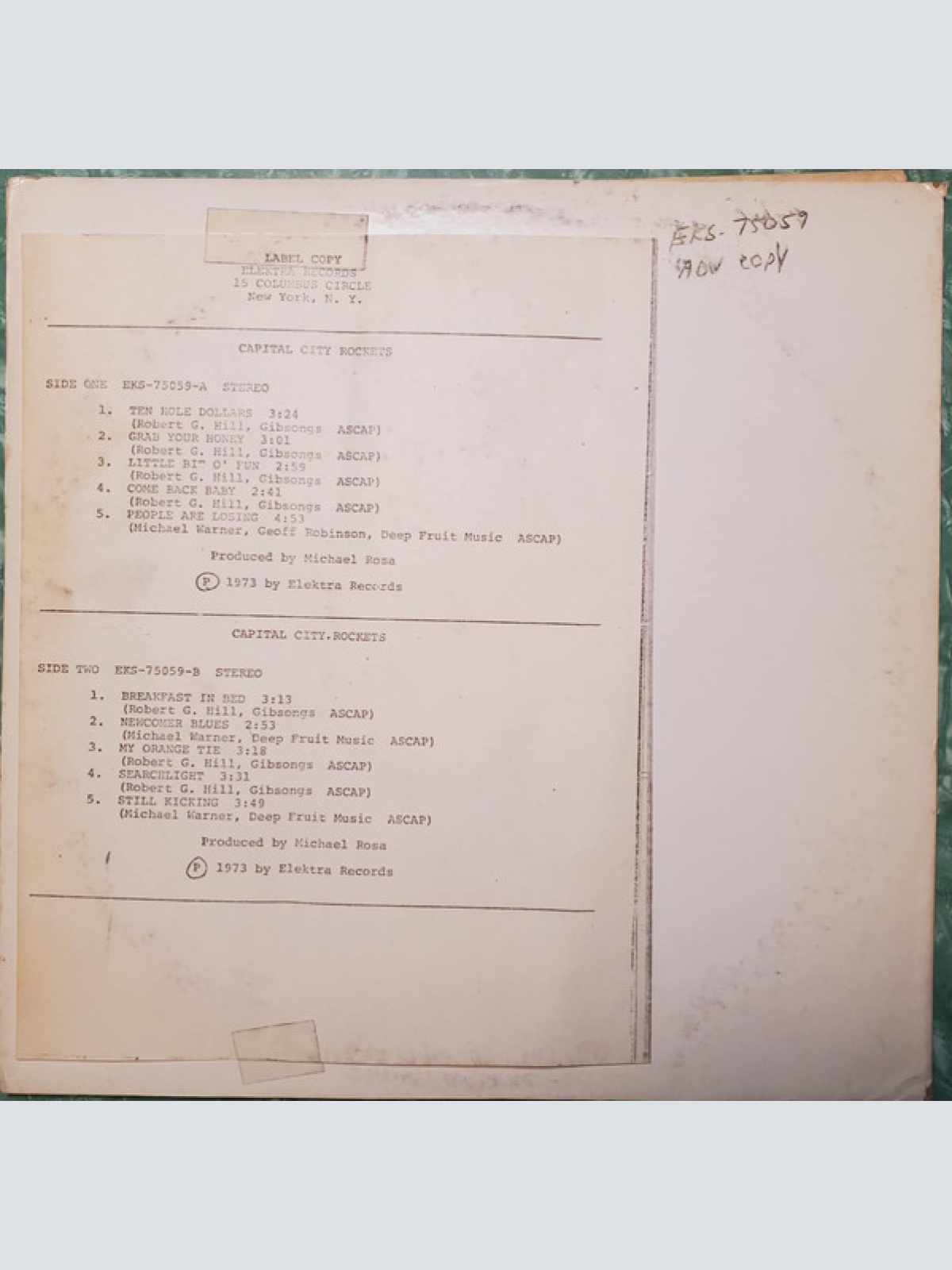 Vinyl / Capital City Rockets - Capital City Rockets