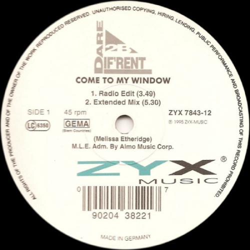 Vinyl / Dare 2 B Dif'rent - Come To My Window