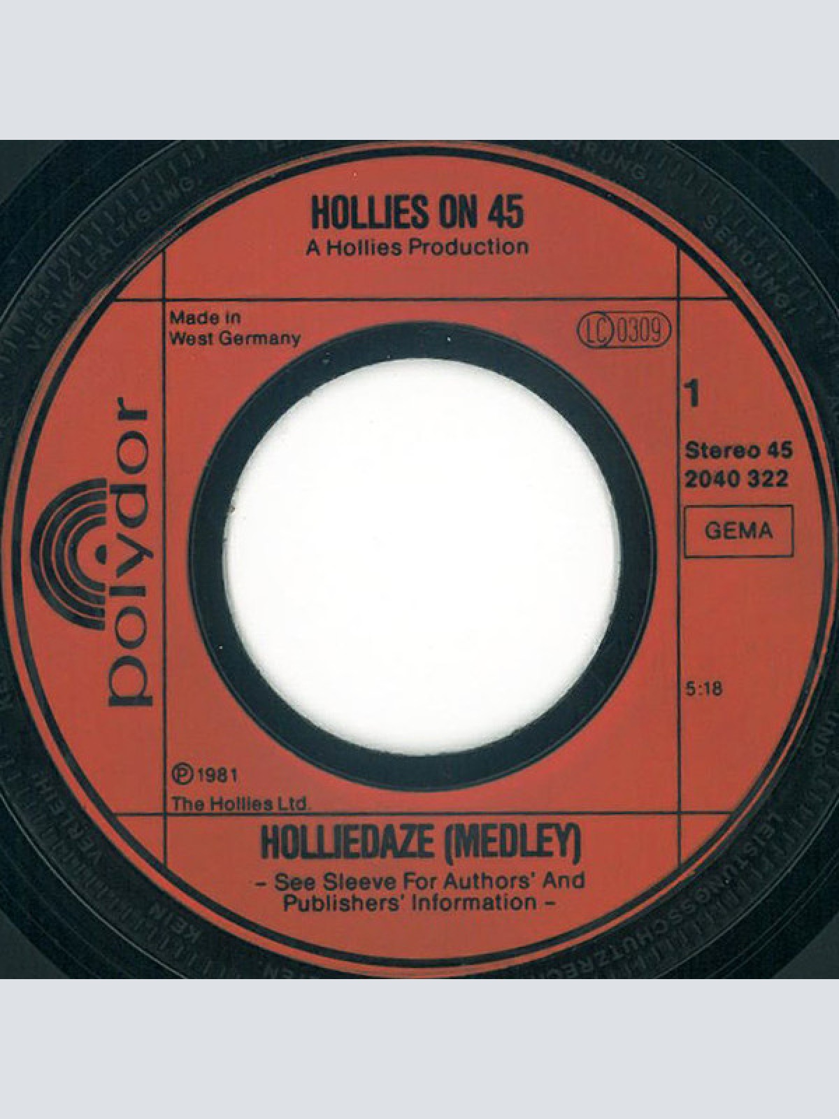 Vinyl / Hollies* - Hollies On 45