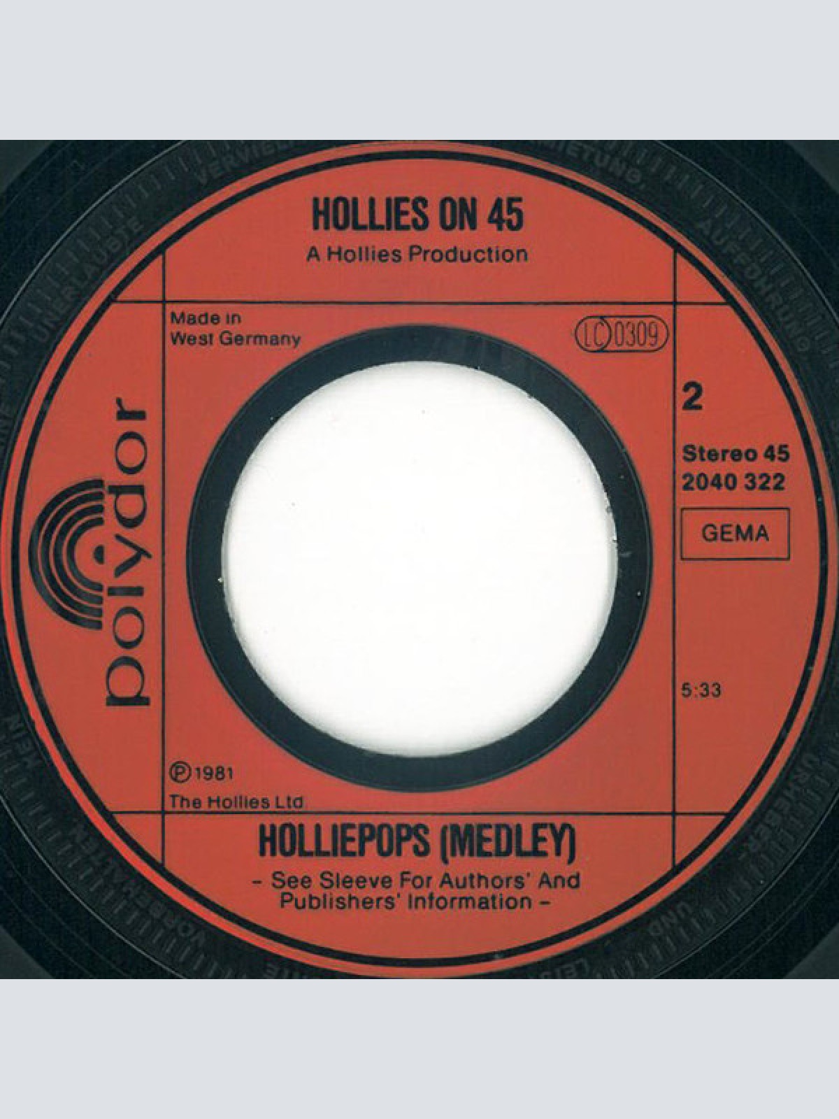 Vinyl / Hollies* - Hollies On 45