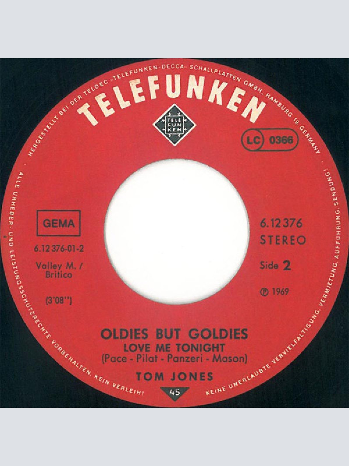 Vinyl / Tom Jones - Delilah / Love Me Tonight