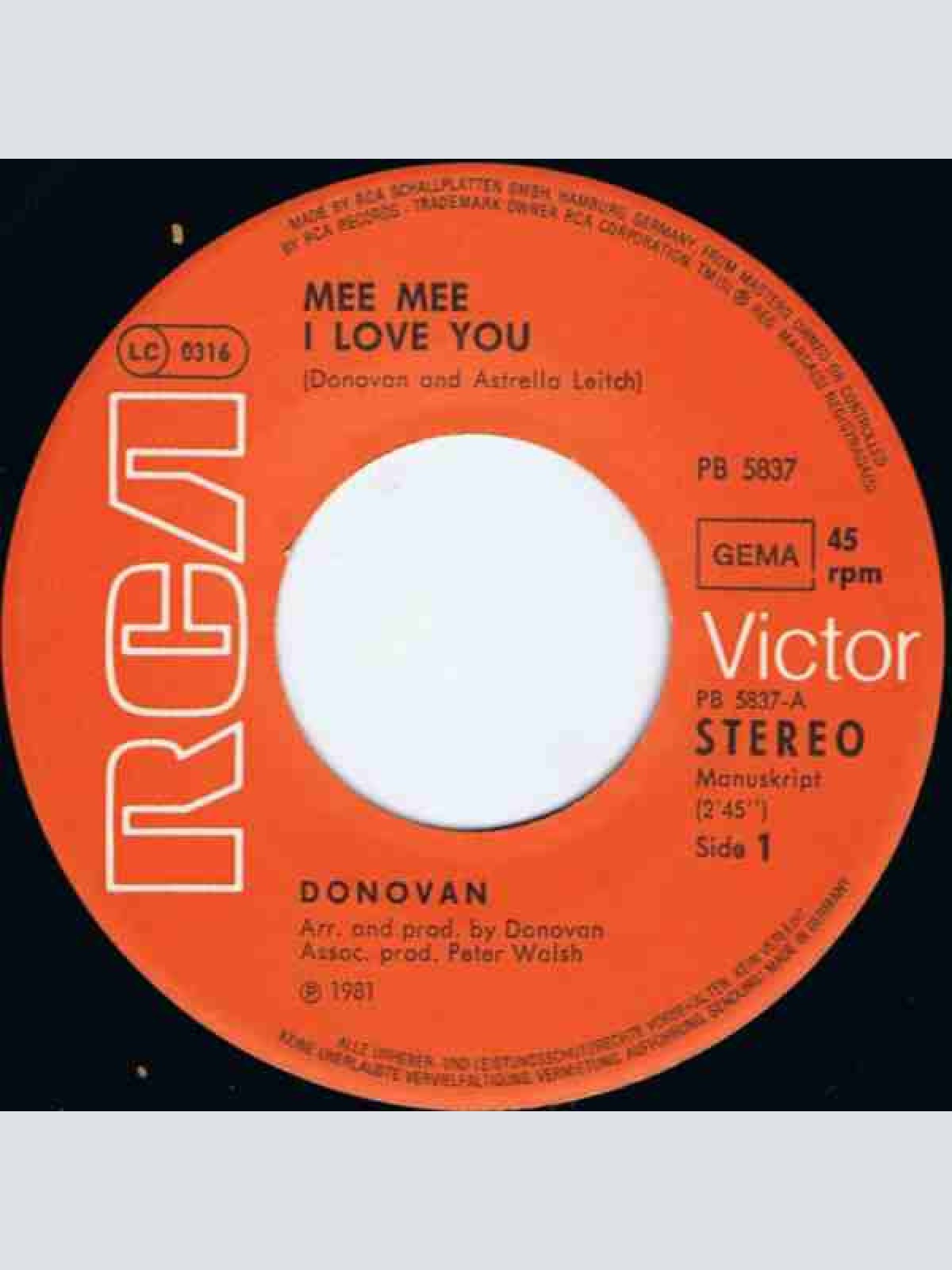 Vinyl / Donovan - Mee Mee I Love You