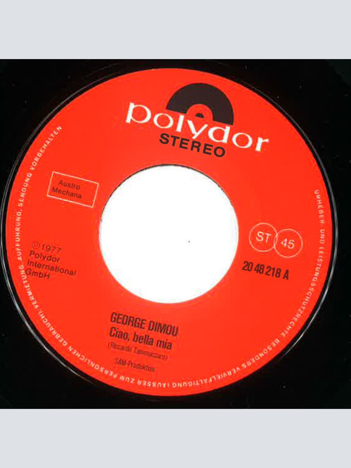 Vinyl / Georges Dimou - Ciao, Bella Mia