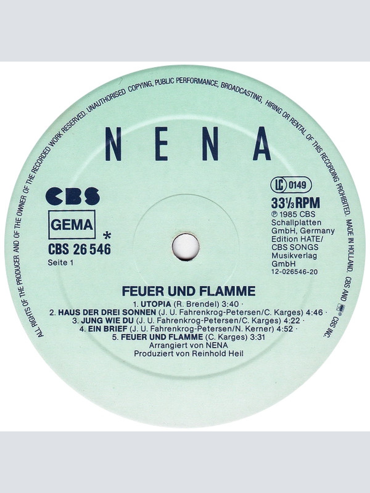 Vinyl / Nena - Feuer Und Flamme
