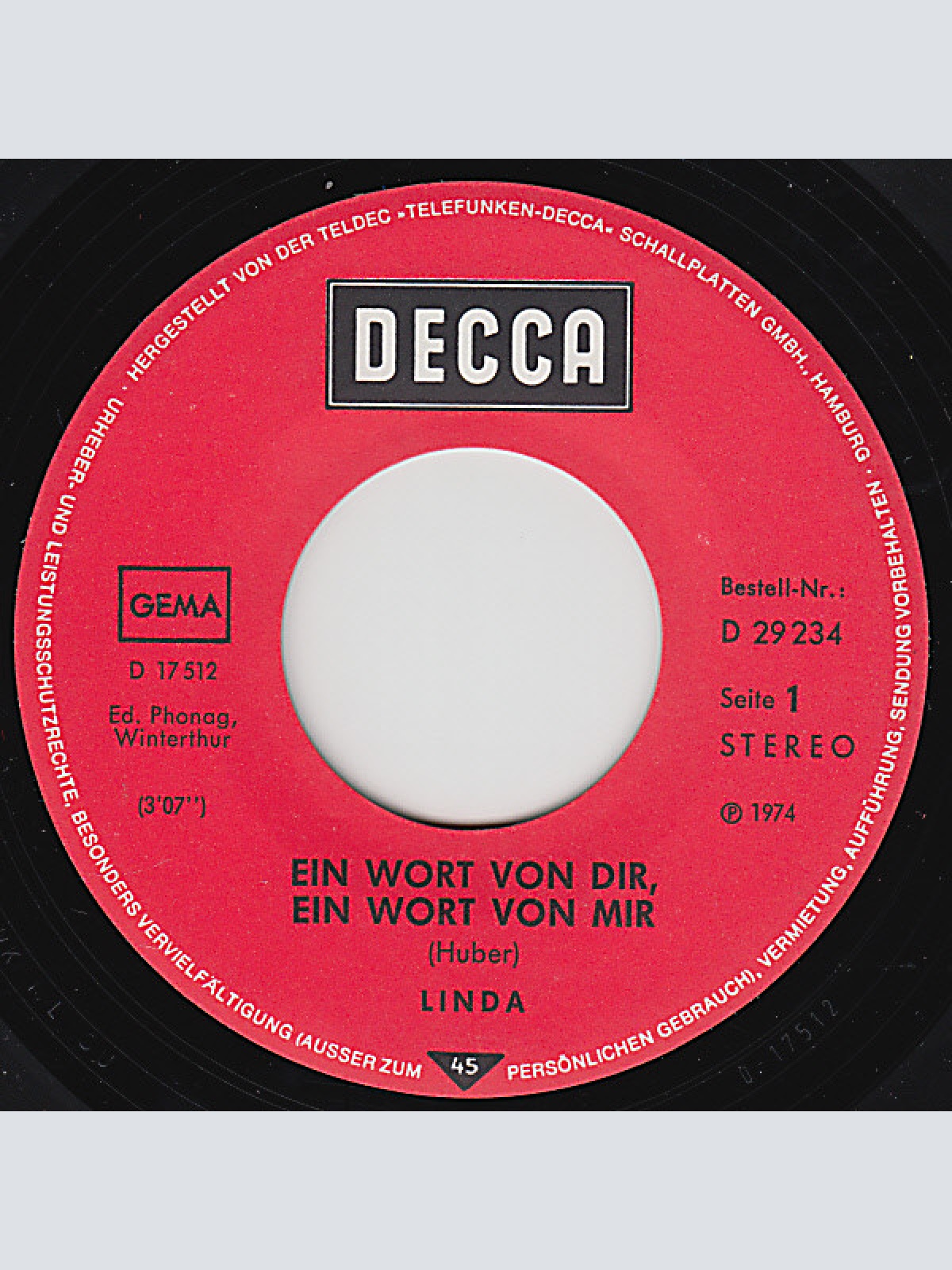 Vinyl / Linda (73) - Ein Wort von Dir, Ein Wort von Mir