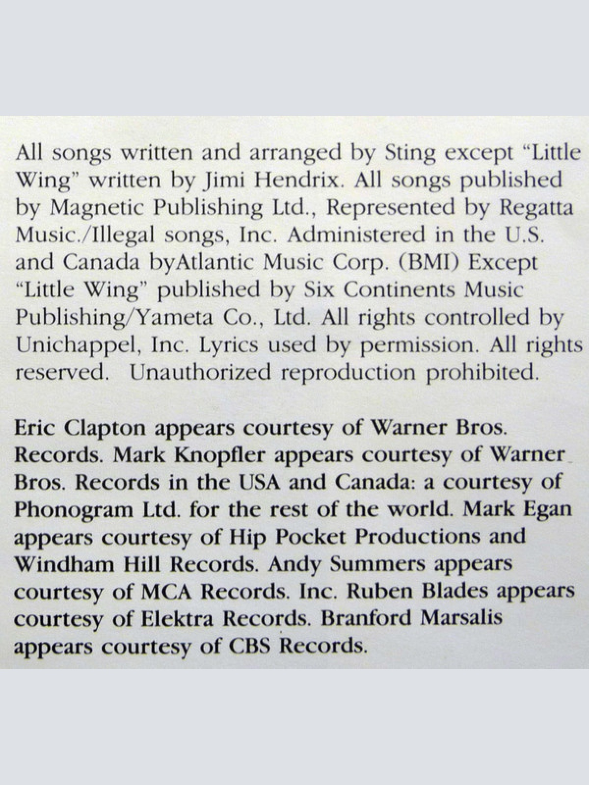 Vinyl / Sting - ...Nothing Like The Sun