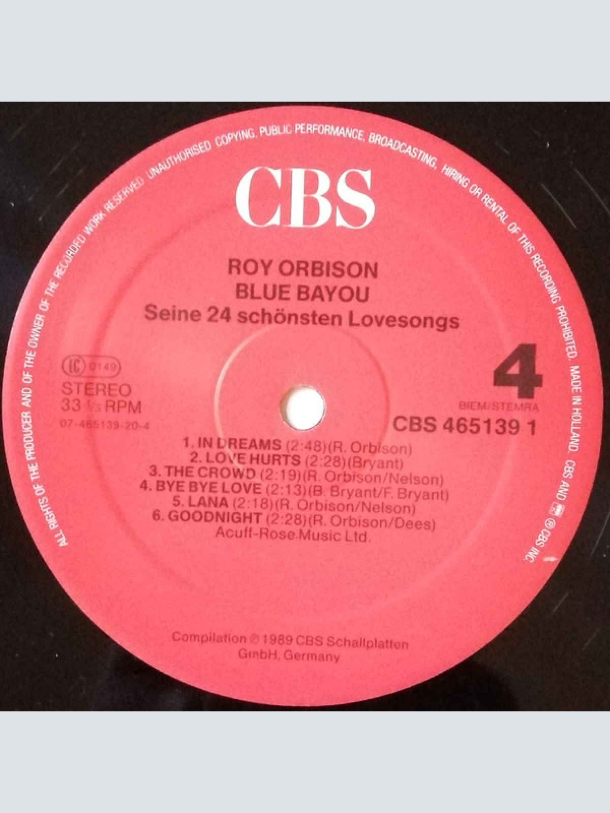 Vinyl / Roy Orbison - Blue Bayou (Seine 24 Schönsten Love-Songs)