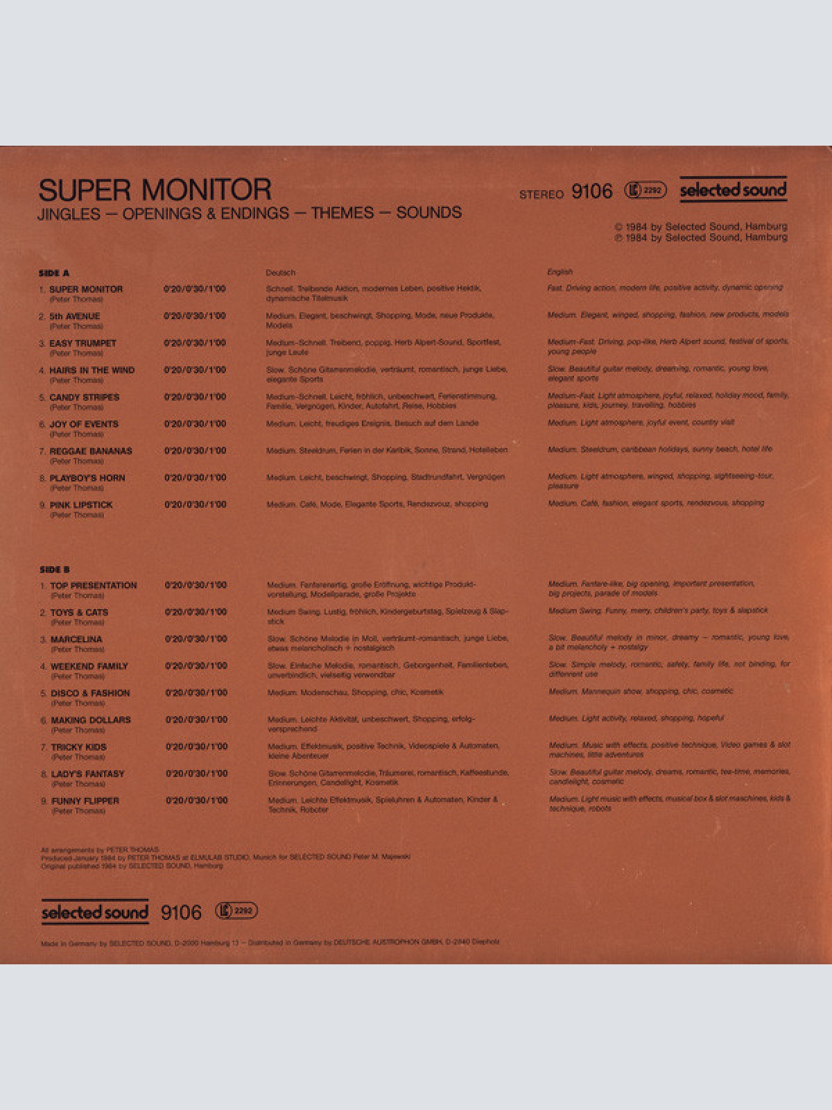 Vinyl / Peter Thomas - Super Monitor