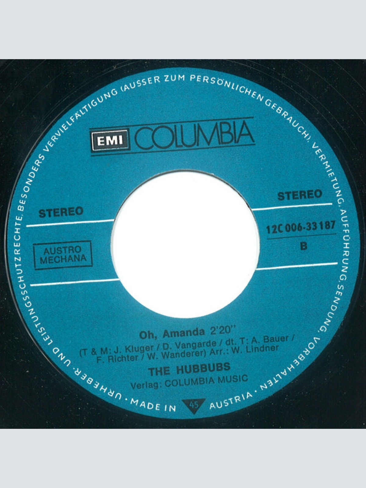 Vinyl / The Hubbubs - Wiese Liegen, Seele Baumeln / Oh, Amanda