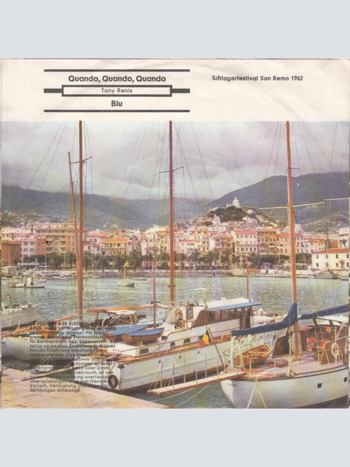 Vinyl / Tony Renis - Quando, Quando, Quando