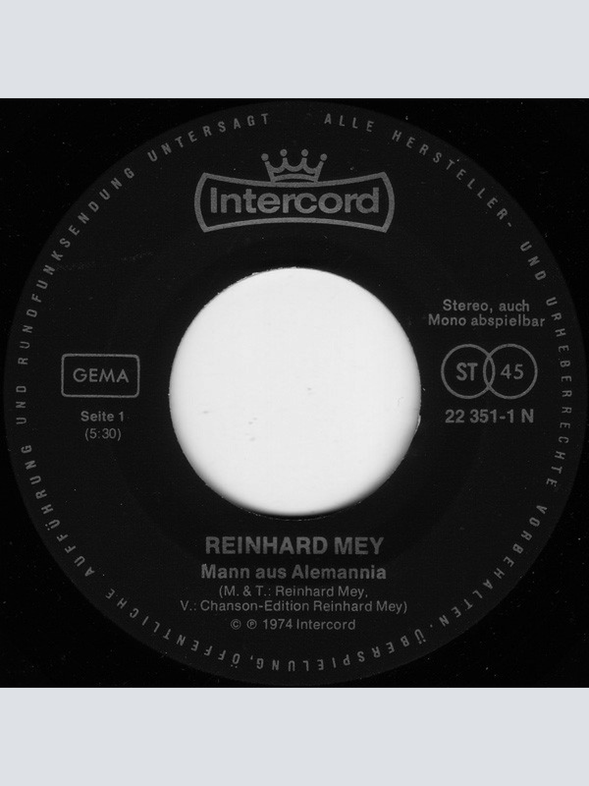Vinyl / Reinhard Mey - Mann Aus Alemannia