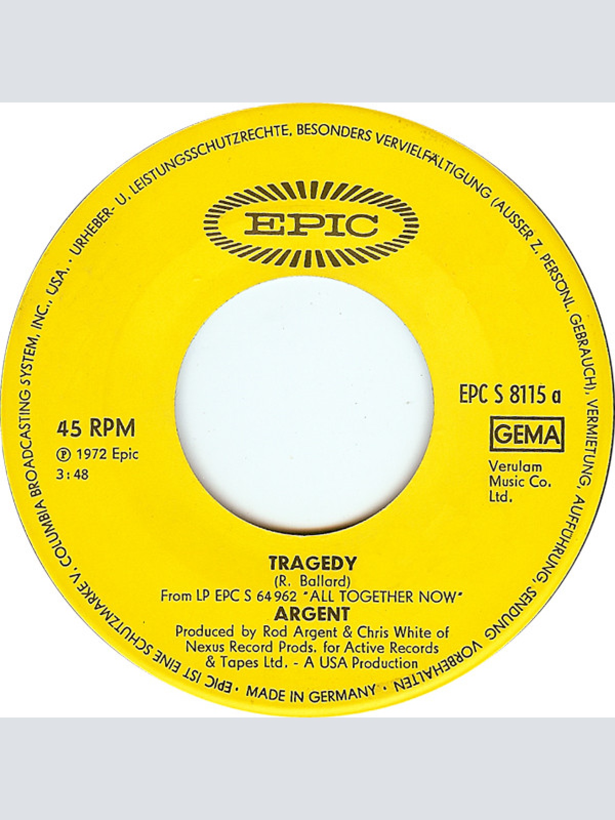 Vinyl / Argent - Tragedy